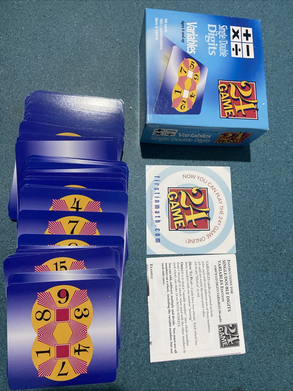 24 Game Variables Single/Double Digits Card Math Game 96 Cards 100% Complete!