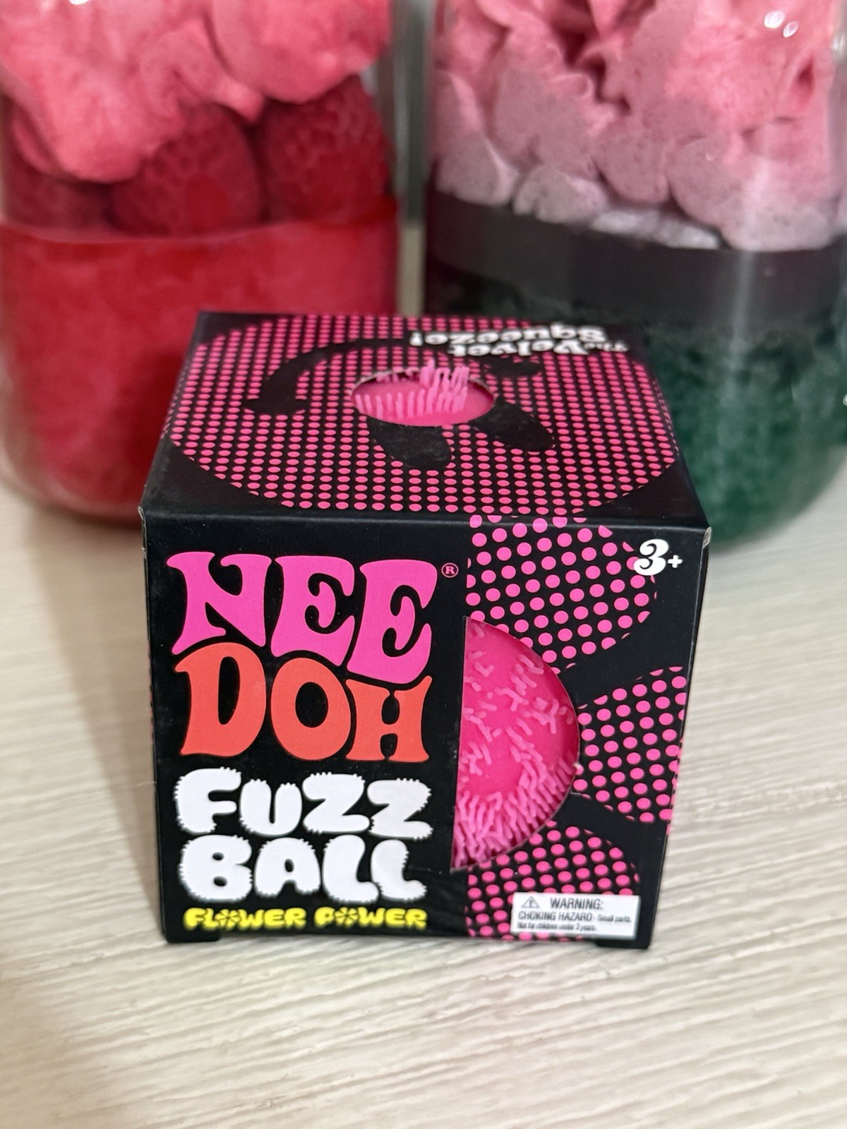 Pink Needoh FUZZ BALL Flower Power Nee Doh Squishy NEE-DOH Fuzzball AUTHENTIC US