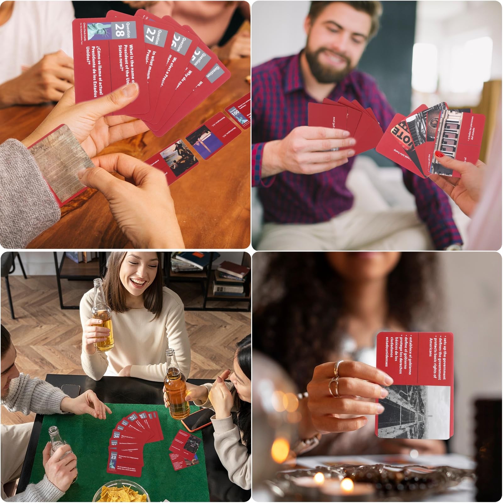 2026 New Us Citizenship Test Flash Cards 2026, Tarjetas para 3.6″x2.5″, Red