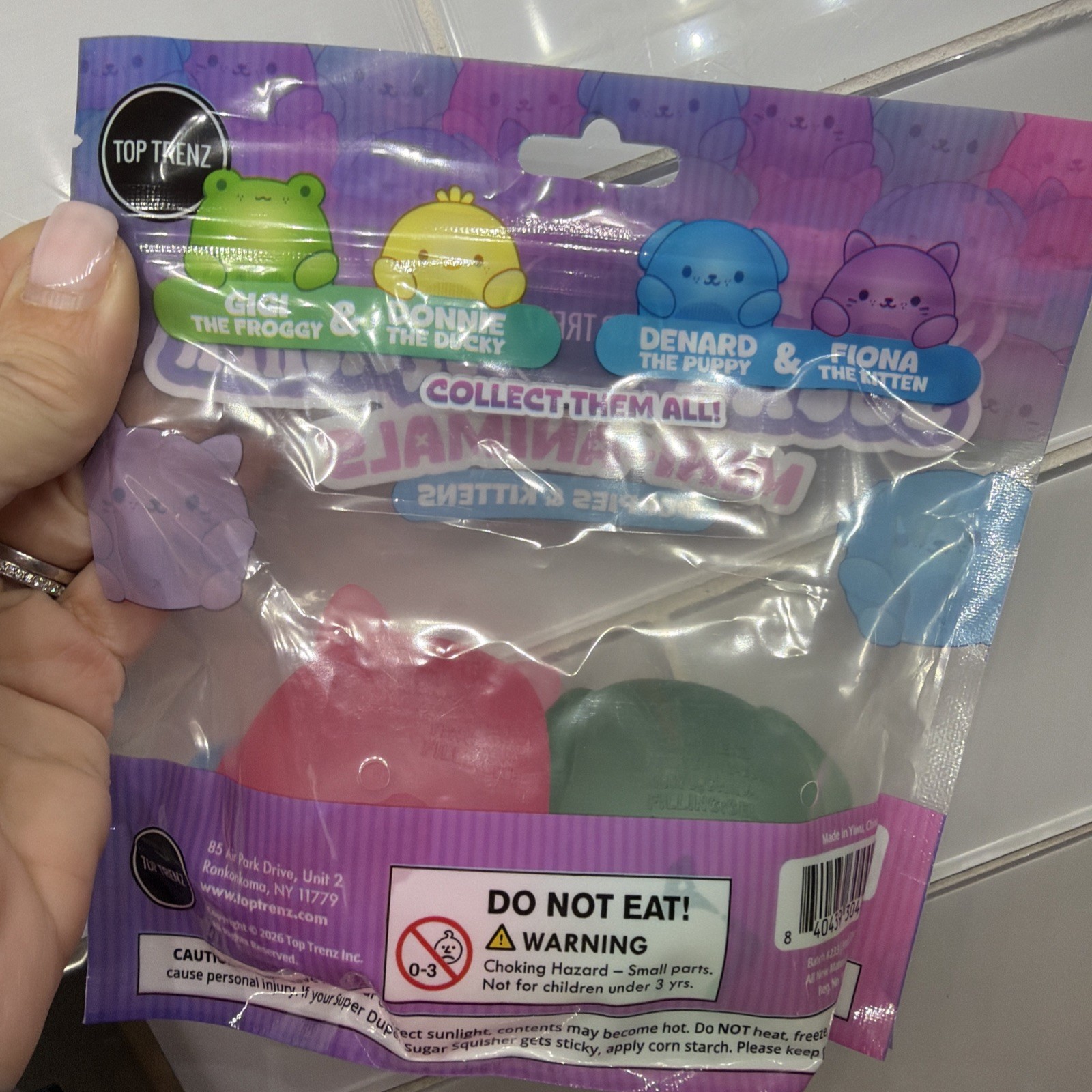 Super Duper Sugar Squisher Mini Animals puppies & kittens green pink squishy