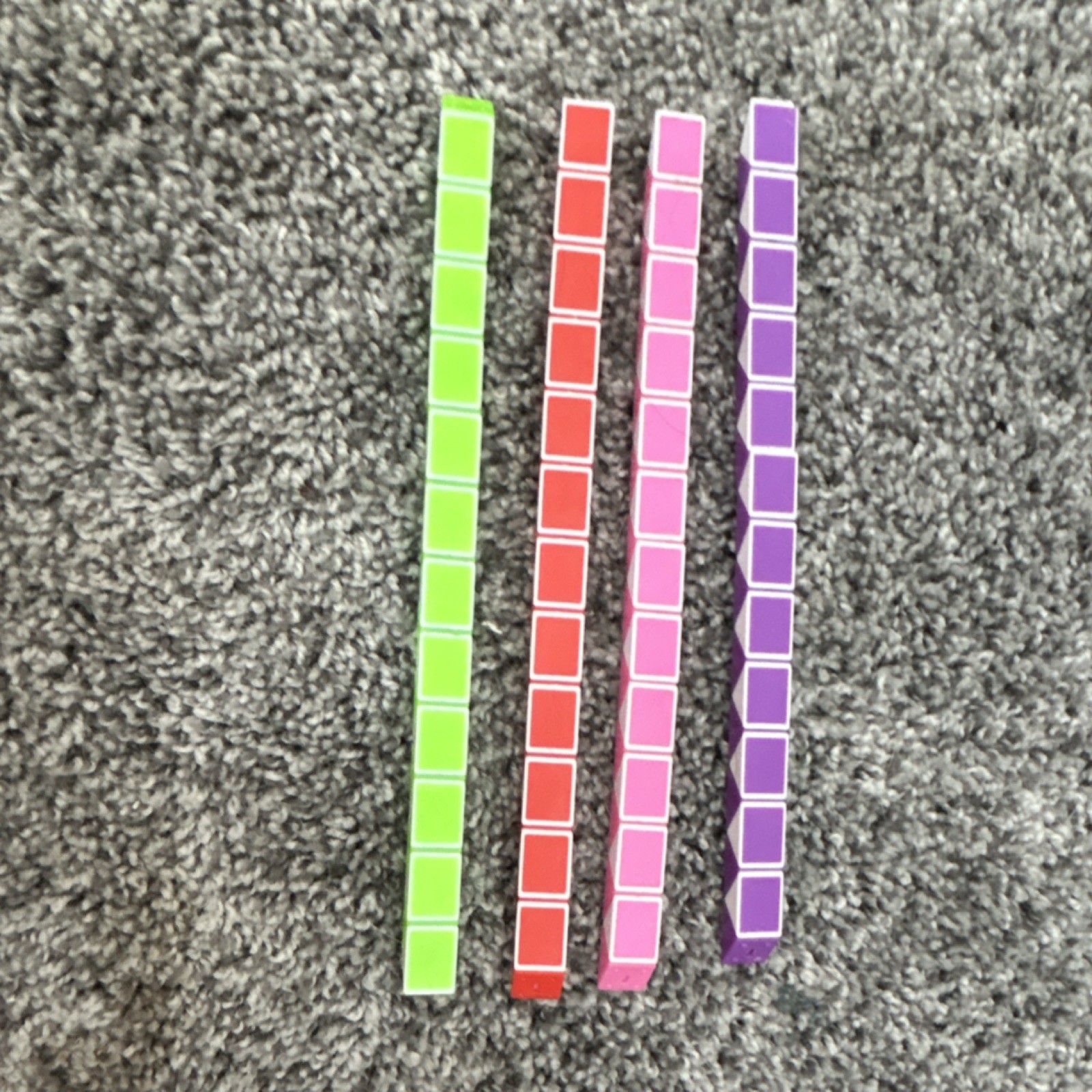 Colored Math Counting Cubes and Rods Set – Green, Red, Pink, Purple