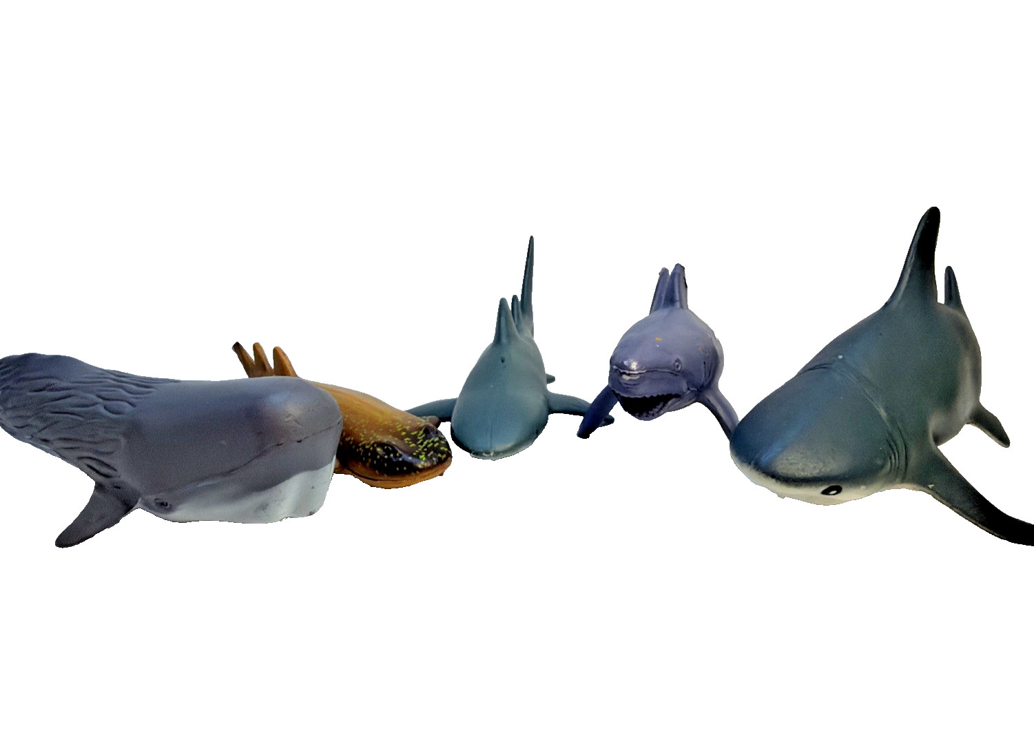Lot of 4 Shark and 1 Whale Diorama or Plastic Educational Toy