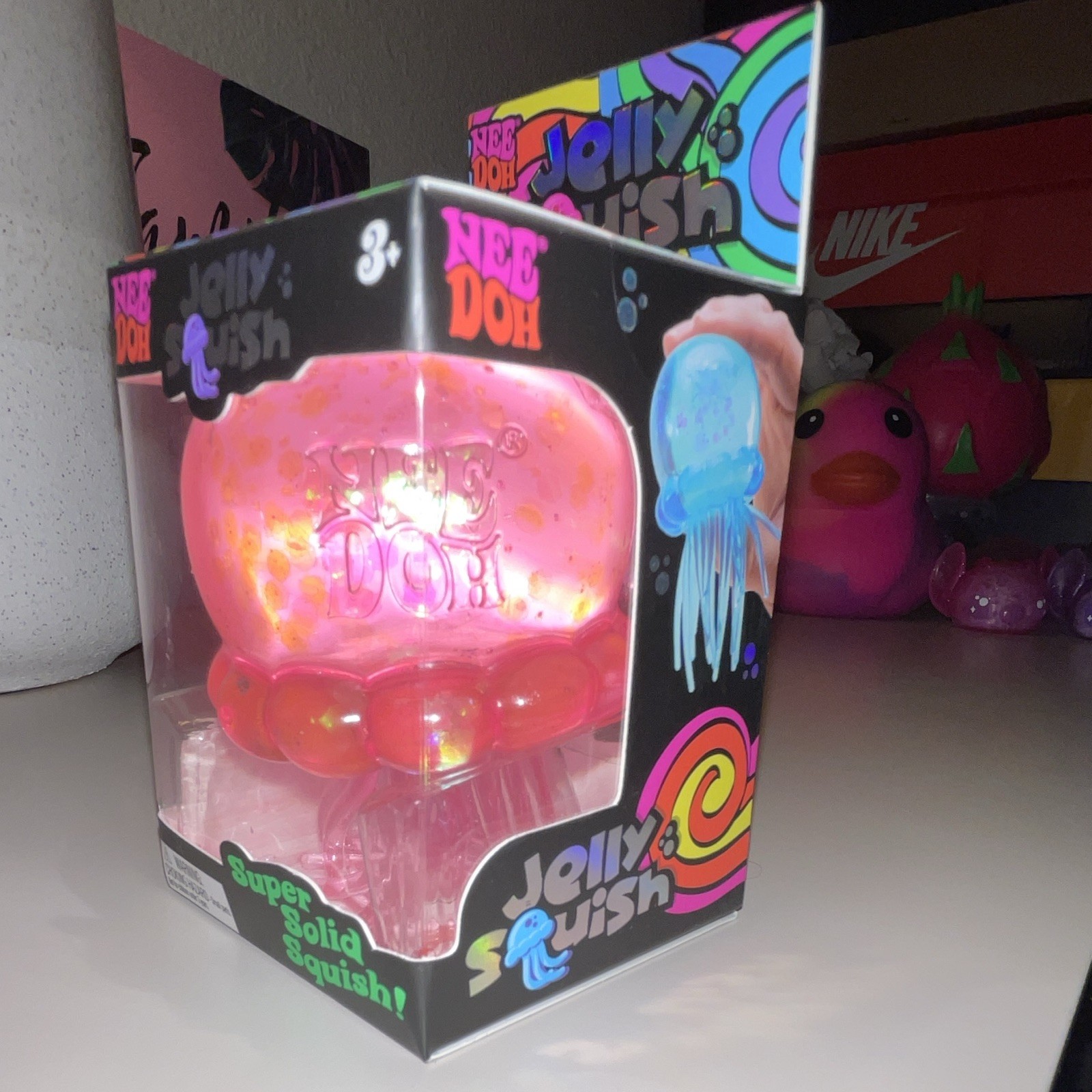 Nee Doh Jelly Squish Jellyfish Tactile Squeeze Toy Pink Purple 3+ 25330NAB