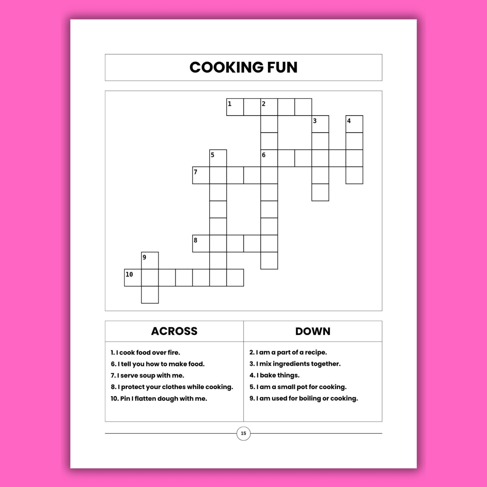 Kids Crossword Puzzle Worksheets | Printable Activities | Digital Download