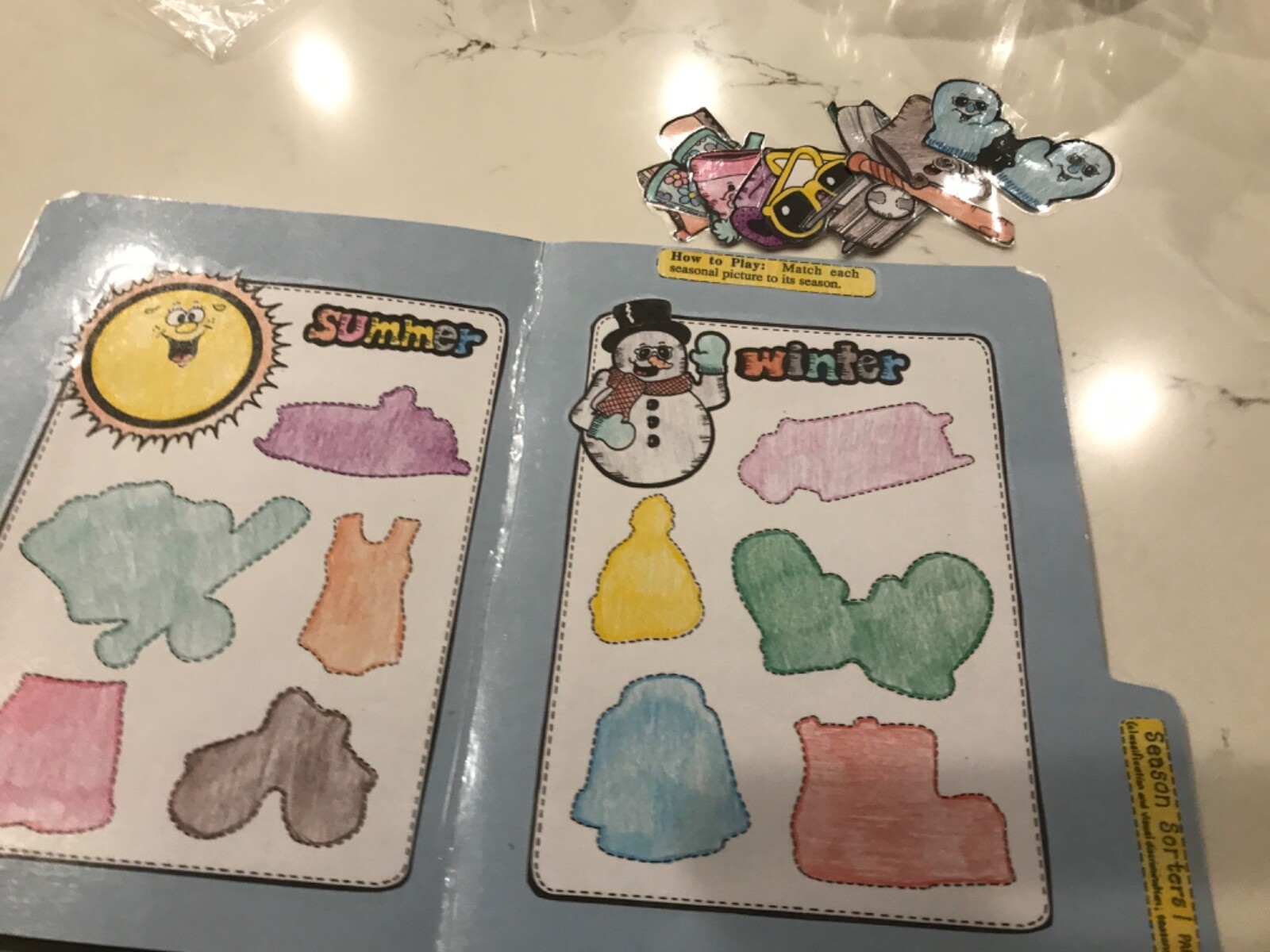 Season Sorters! 2 games classification Grade PreK language arts file folder game