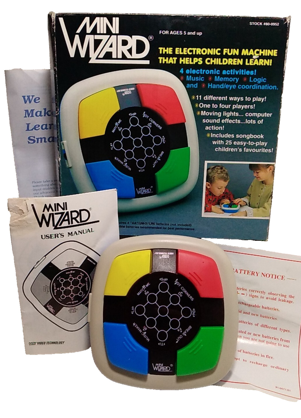 VTECH ~MINI WIZARD ~FUN ELECTRONIC LEARNING MACHINE ~w/ Box ~Vintage