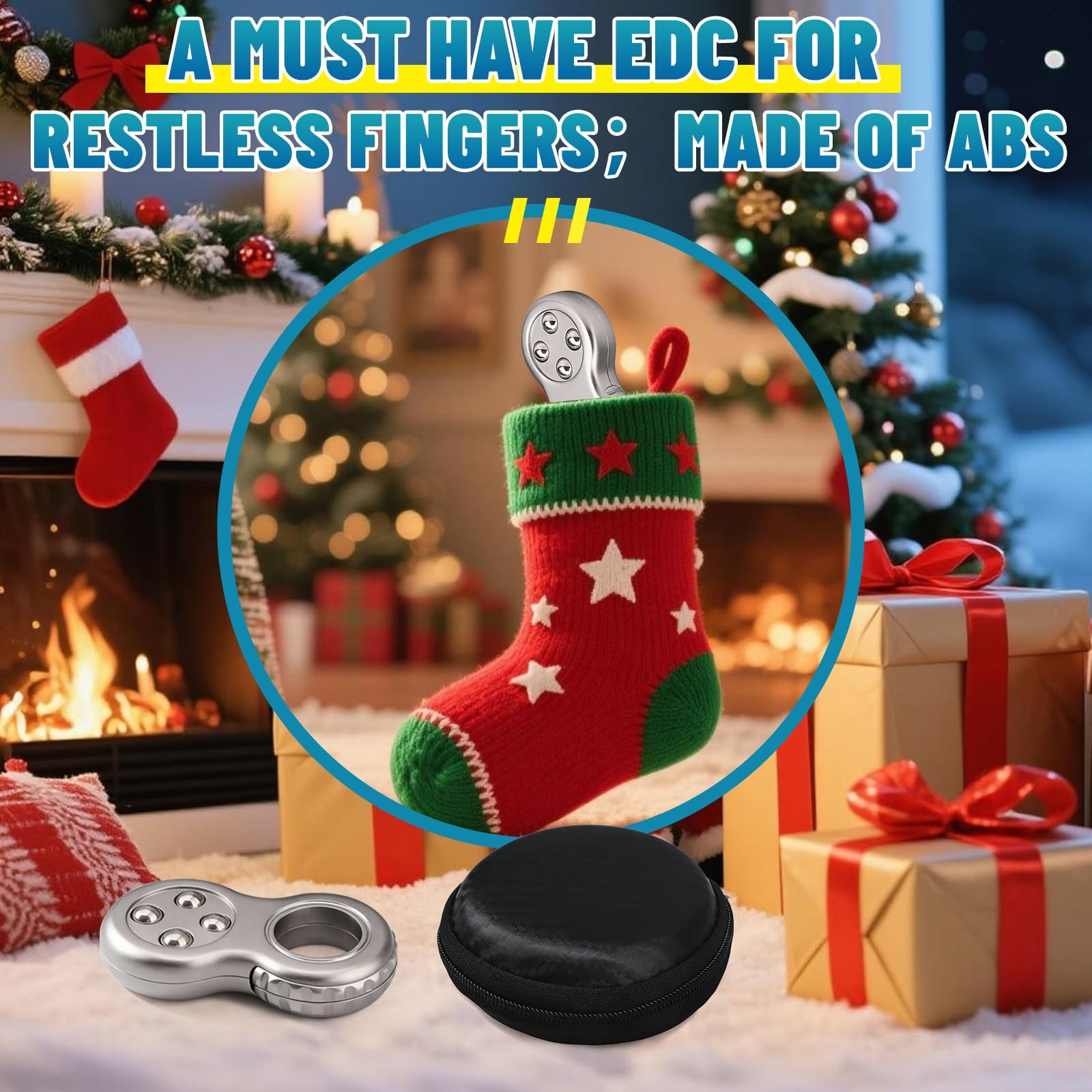 Fidget Ring Toy Metal for Teen Adults,Fidget Spinner Pad Kids Silver