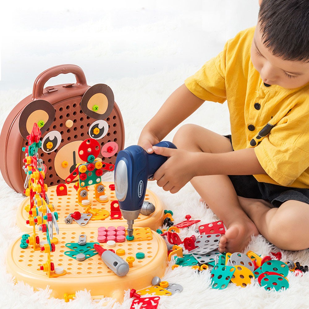 Creative Electric Drill Bits Puzzle Toy Assembly Kids Tool Box Birthday Gift TL