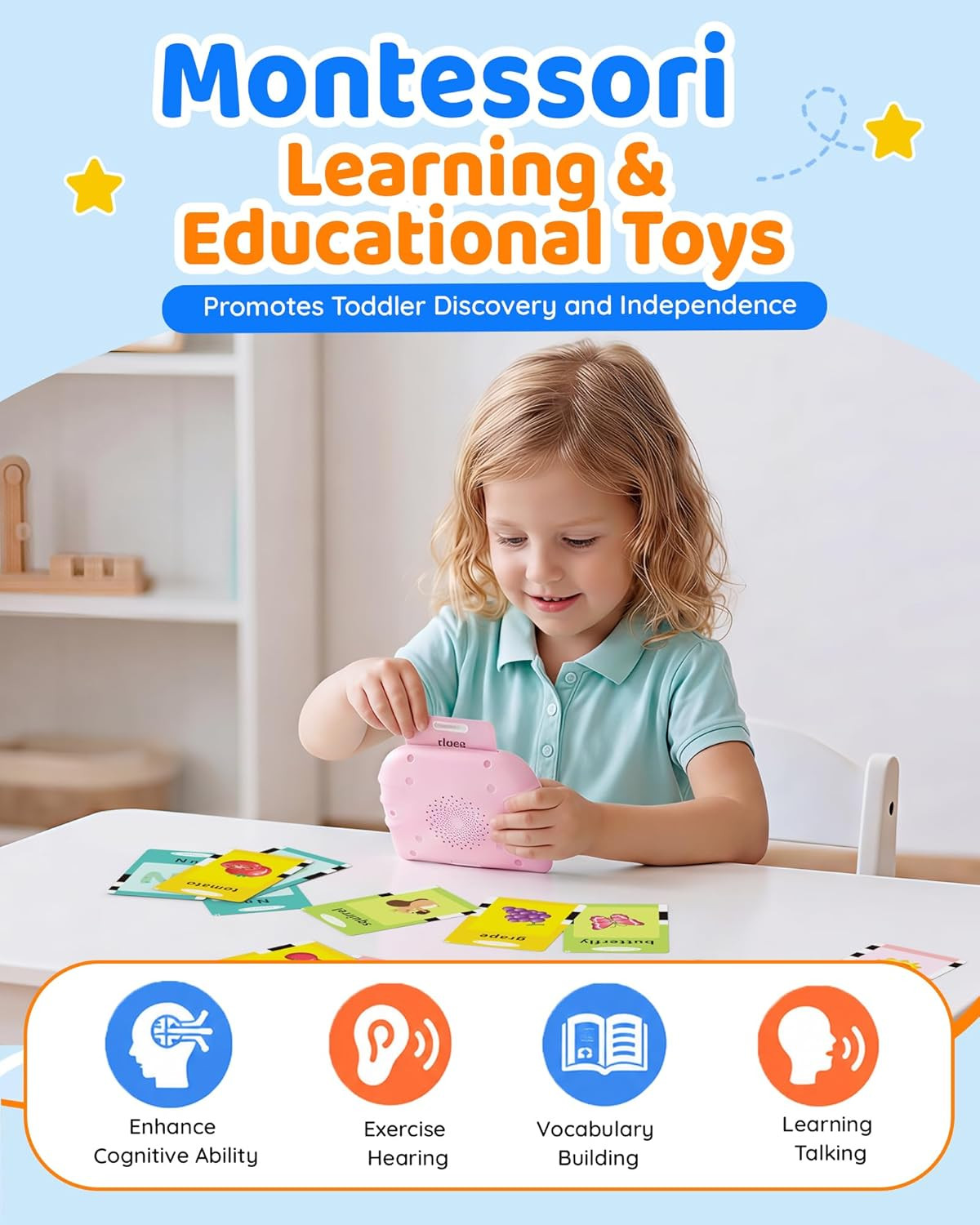 Talking Flash Cards for Toddlers 1-5 Years Old, Upgraded 530 Sight Words with 6