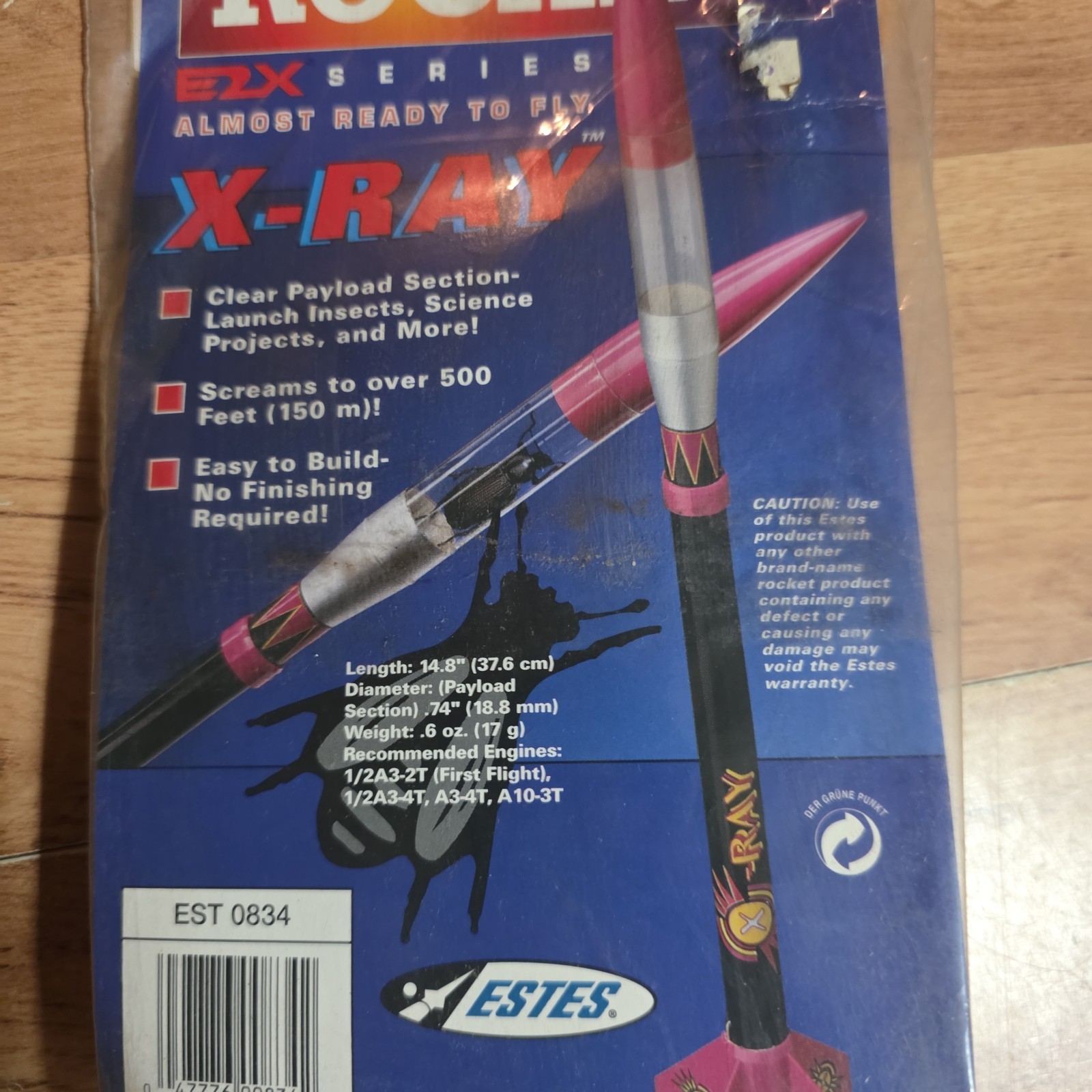 Vintage Estes 0834 E2X Series X-Ray Flying Model Rocket NOS