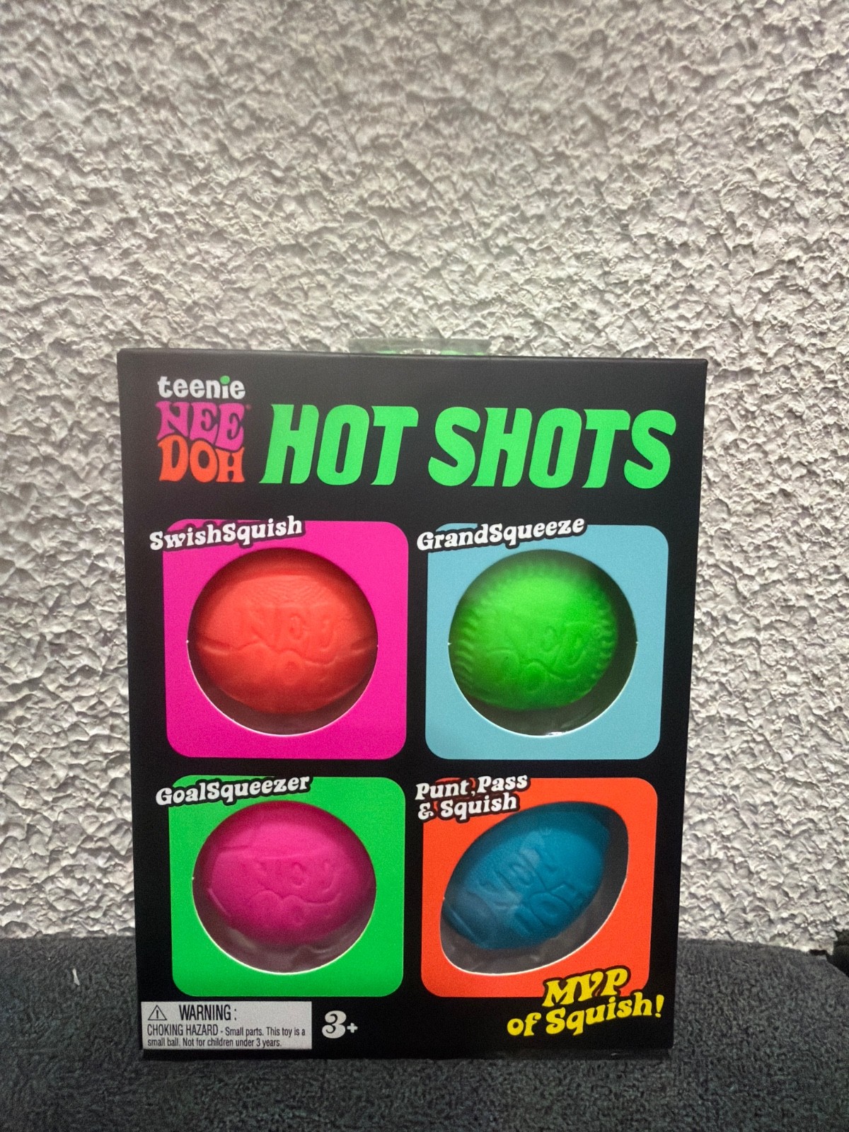 Schylling NeeDoh Teenie Hot Shots 4-Pack sports Stress Fidget Sensory Nee Doh