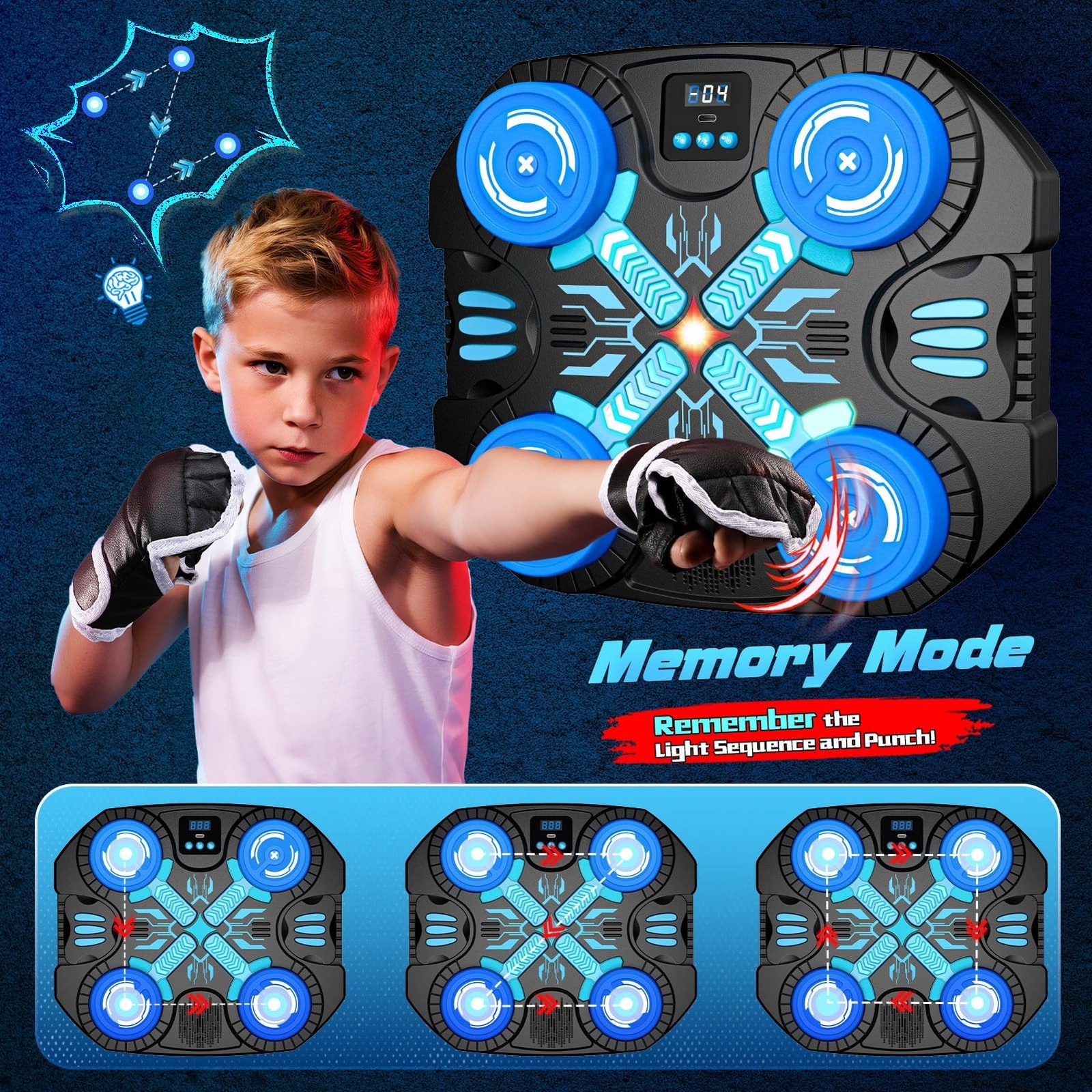 Boxing Machine with Music for Kids Sports Toy-3 Game Modes & 14 Levels, 4 5 6…