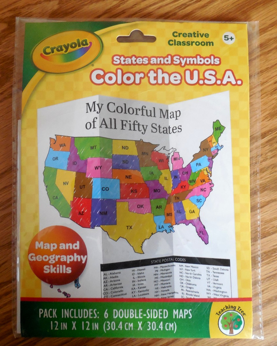 NEW Crayola “Color the USA” Set of 6 States & Symbols Double-Sided Coloring Maps