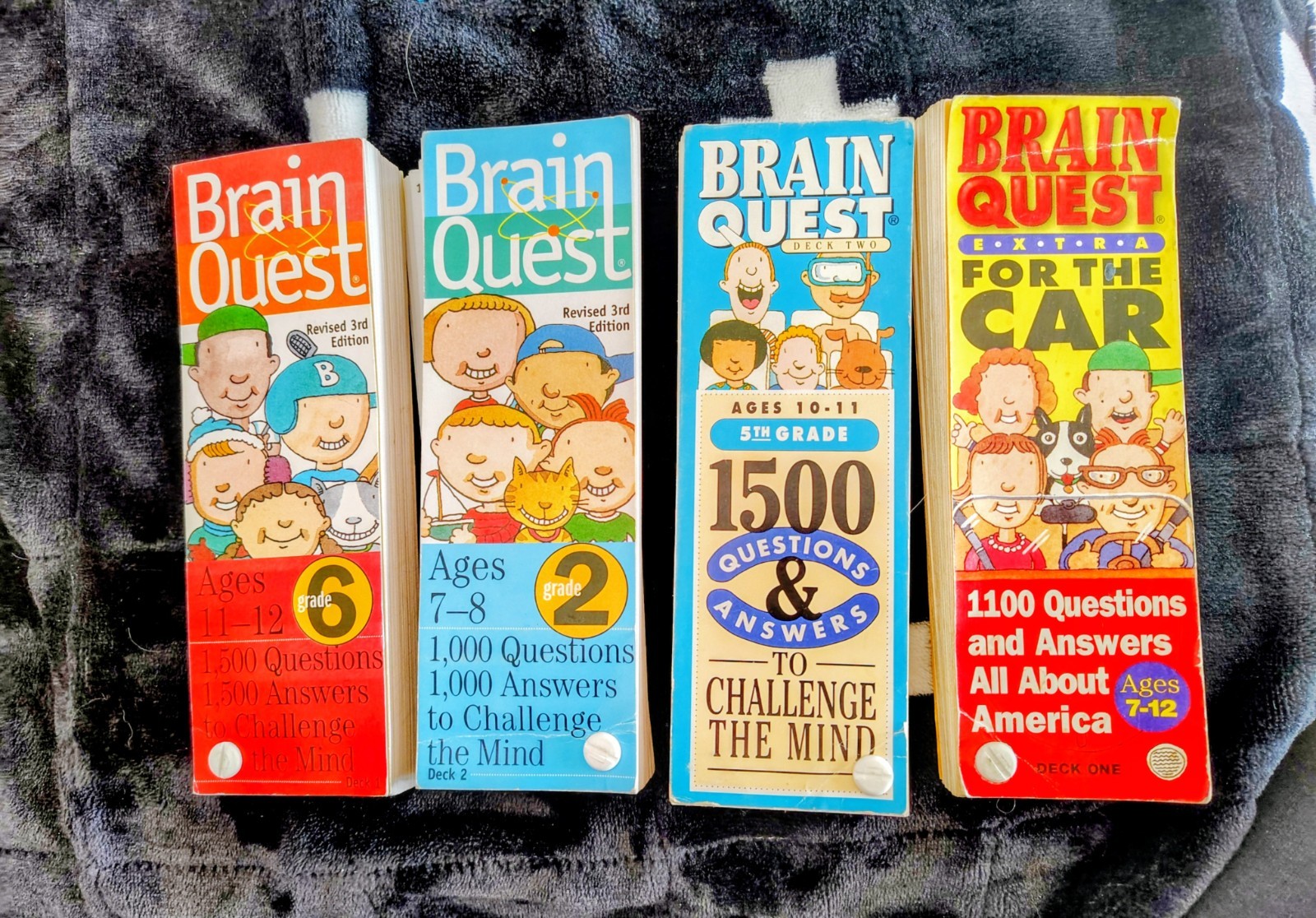 Brain Quest Quiz Cards Grds 2, 5, 6 & For The Car Lot of 4 Various Ages See Pics