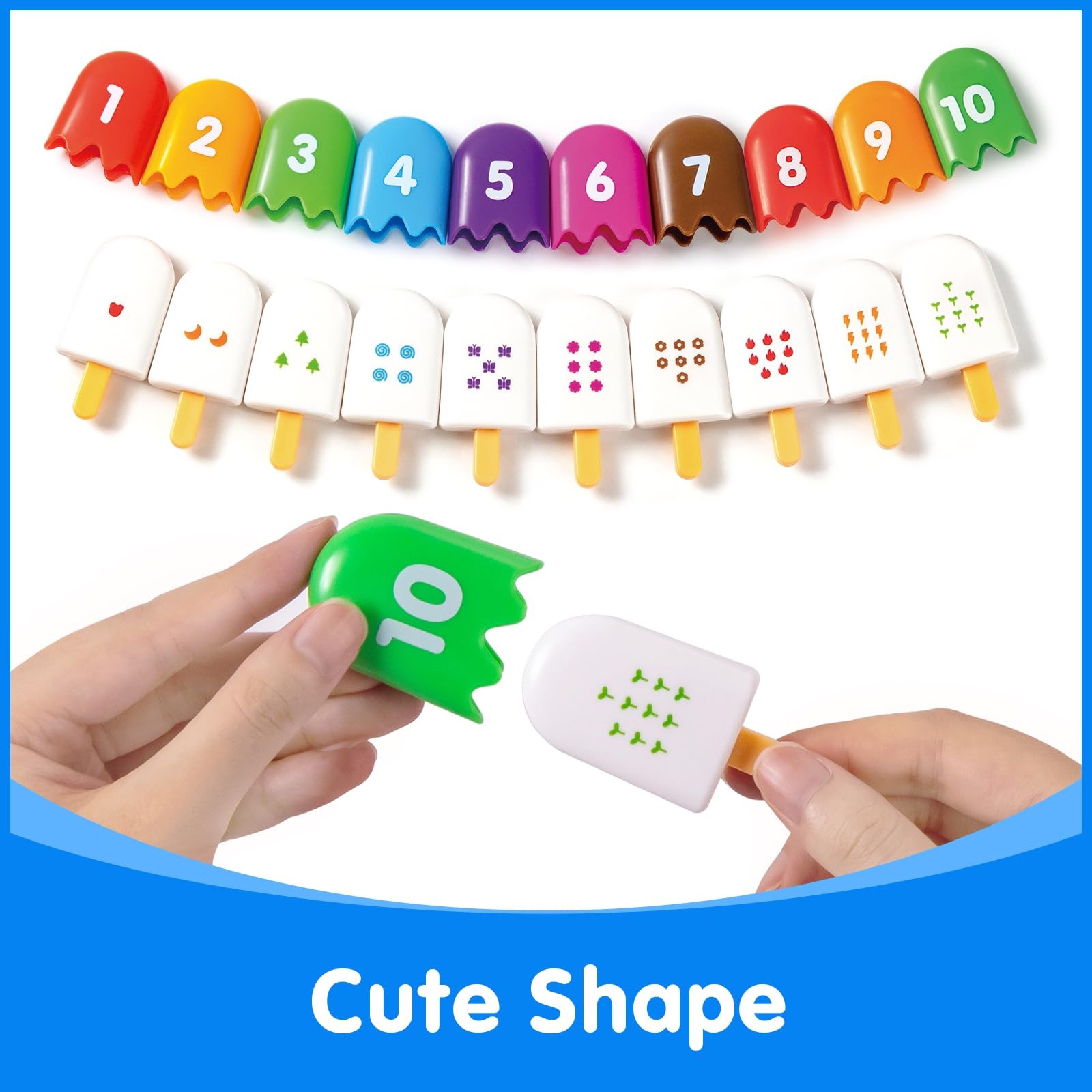 Odoorgames Mini Number Pops 1-10 – Fun Matching Toys for Mini, 7 Color