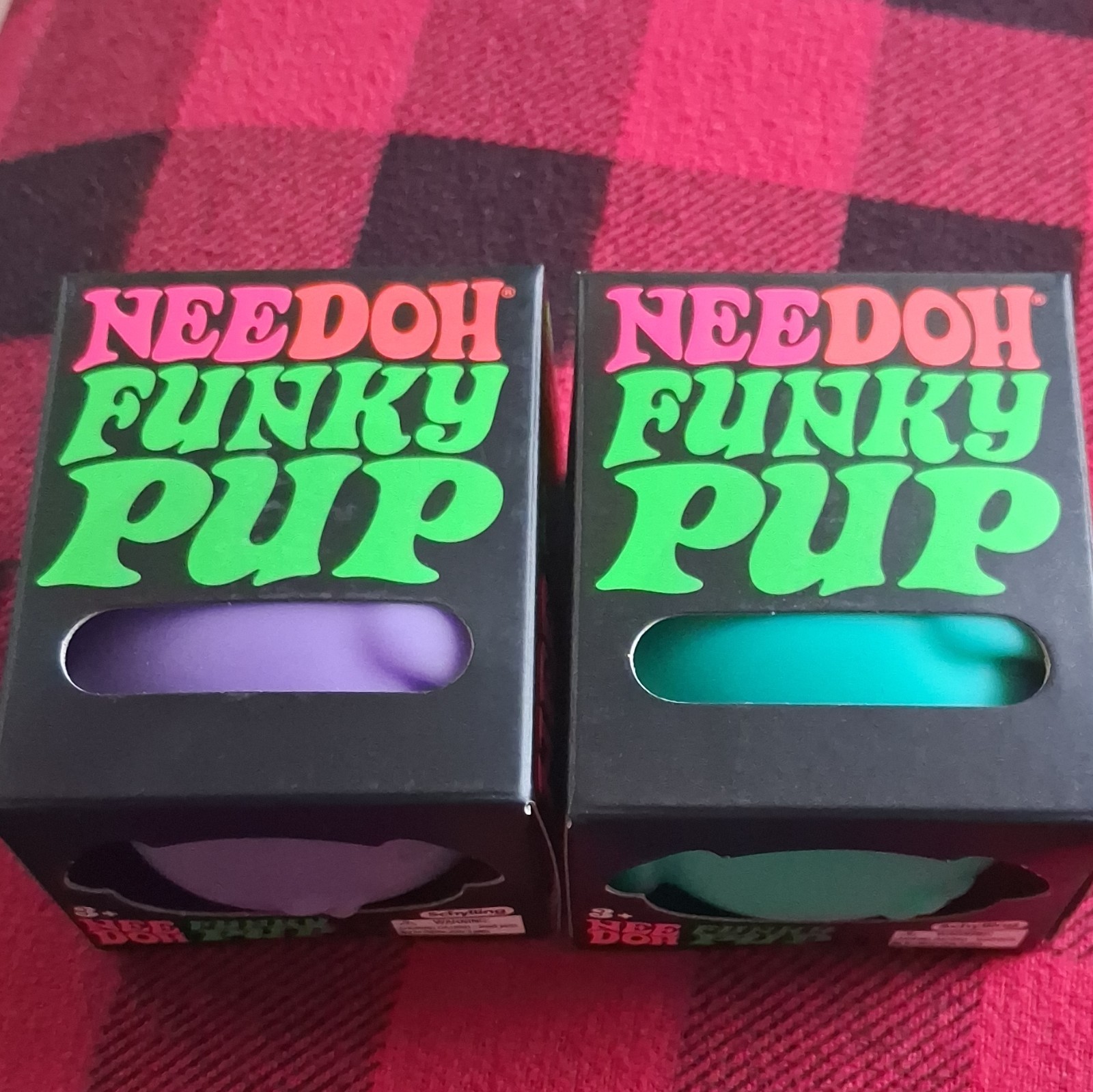 Schylling Nee Doh Funky Pup Tactile Squeeze Toy, Purple Green (25338HY)