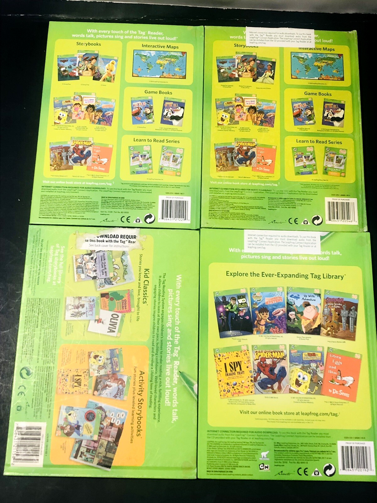 Leap Frog Tag Reader Set for Boys 4-7 Pen+Case+USB+8 Book Lot TESTED READ