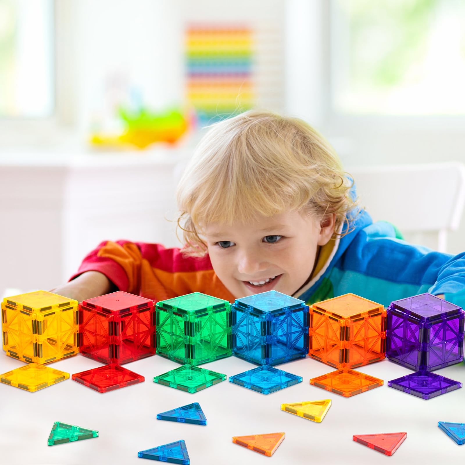 Gemmicc Magnetic Tiles, Magnet Toys Building Blocks for Kids, STEM 34PCS