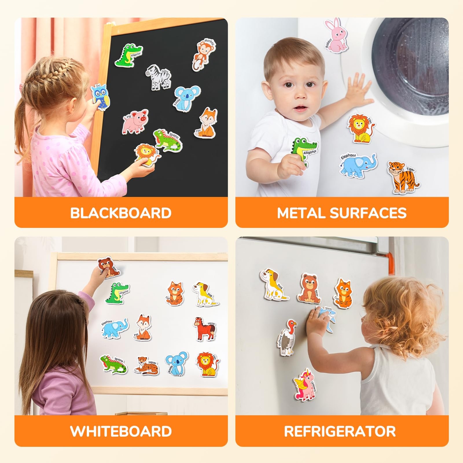 JoyCat Wooden Fridge Magnets for Toddlers – 2.36″ x 2.5″ x 0.14″, Multi Color
