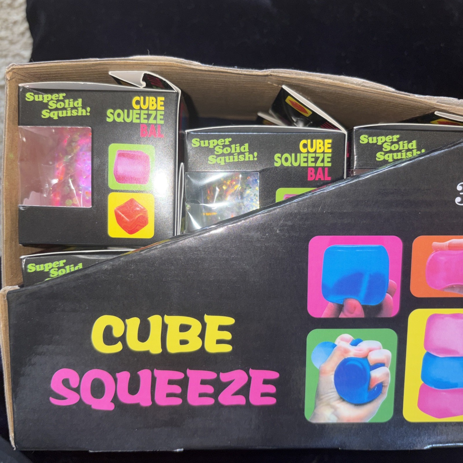 Lot Of 12 New Cube Squeeze SOLID Squish BLUE PURPLE PINK ORANGE Fast Ship 🧊
