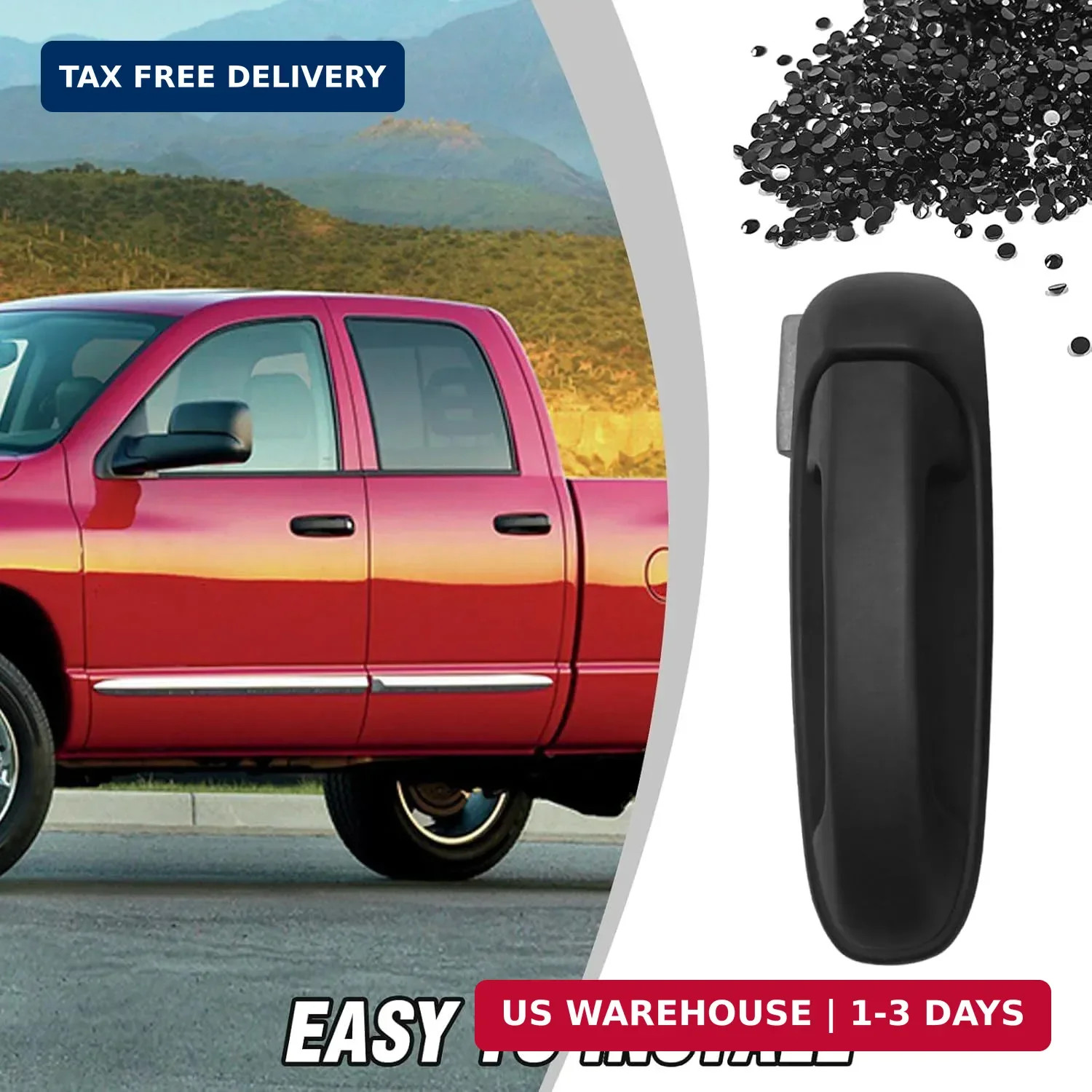4Pcs 55275948AB Exterior Door Handle, Replacement for Dodge Ram 1500 2500 3500 2