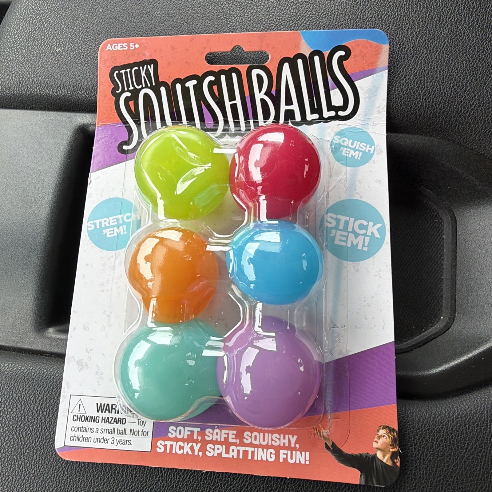 Big Time Toys Sticky Squish Balls Squeezable Stress Reliever 6-Pack Ages 5+