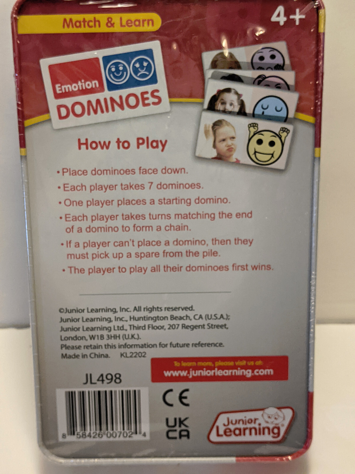 EMOTION DOMINOES Domino GAME #JL498 Junior Learning Ages 4+ Sealed package