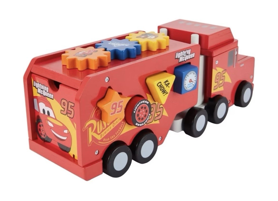 Disney Pixar Cars Wooden Shape Sorter Truck Toddler Toy Lightning McQueen
