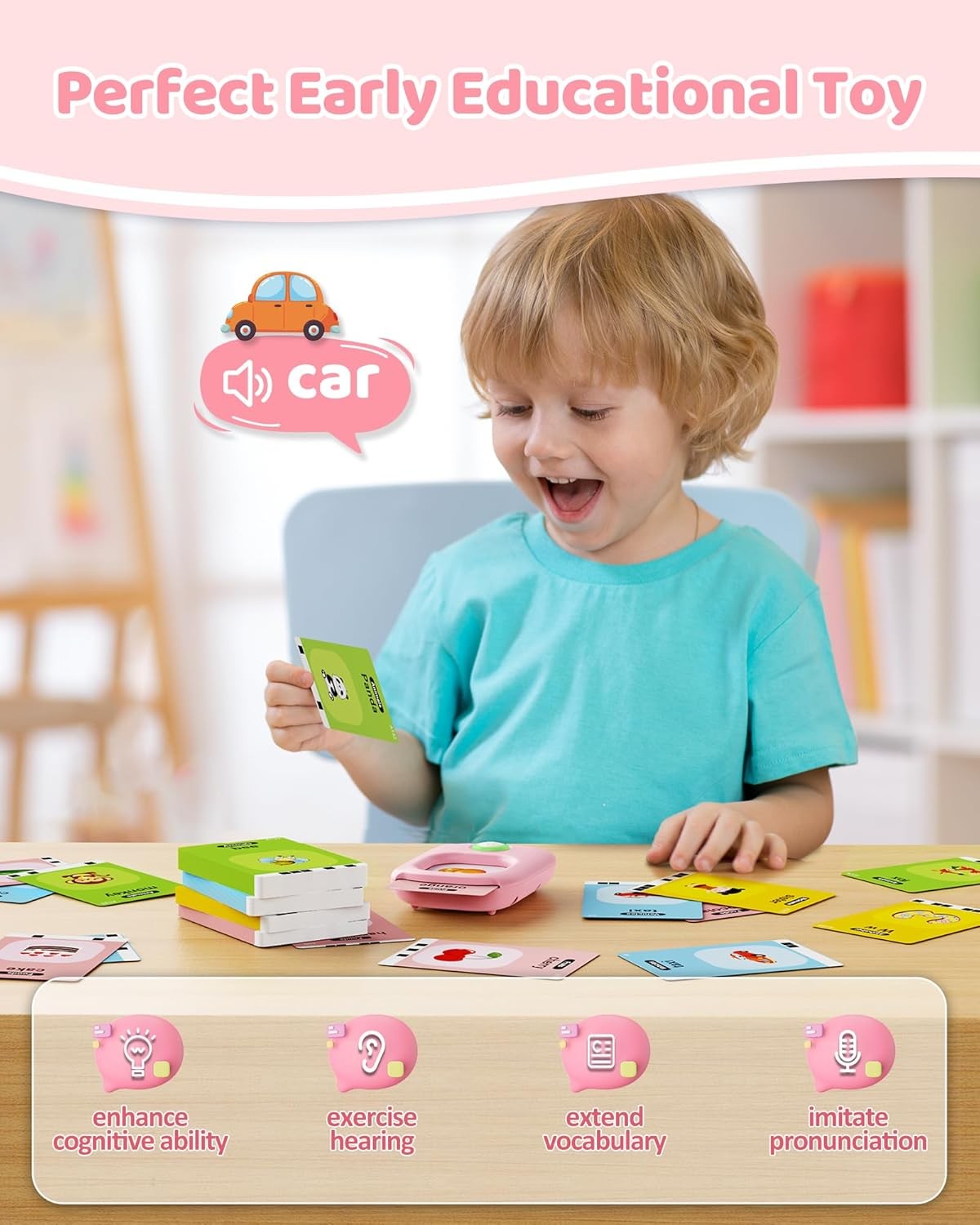 224 Words Talking Flash Cards Educational Learning Toy Toddlers 1-5 Years Old