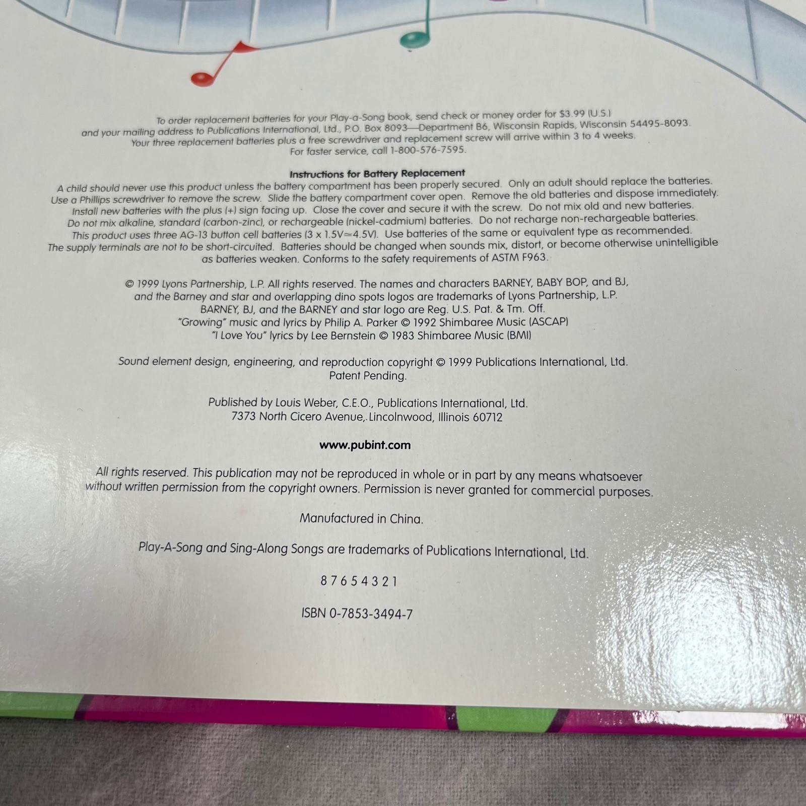 Barney Sing-Along Songs Interactive Book 1999 Vintage Microphone Kidcore Works!