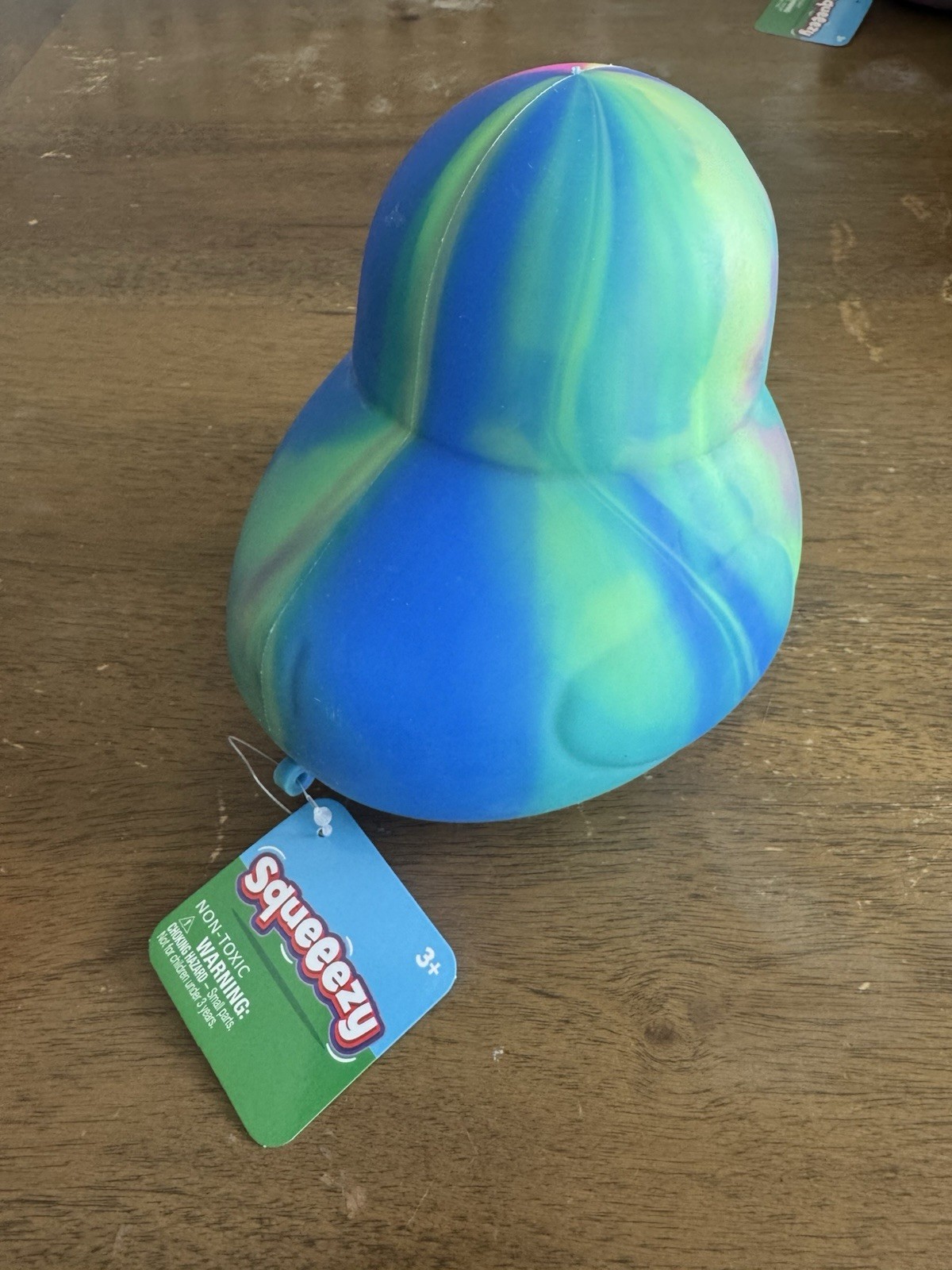 Sunny Days Jumbo Squeezy Duck – Tie-Dye Blue Squishy Stress Relief Toy – New