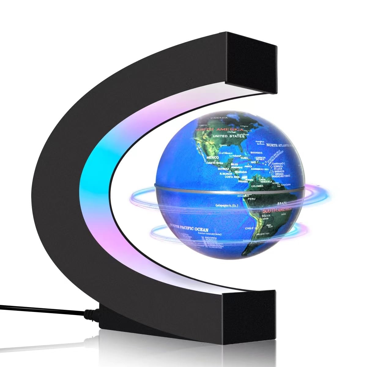 Poojaed Magnetic Levitating Floating Globe with LED Lights, Cool Tech Blue
