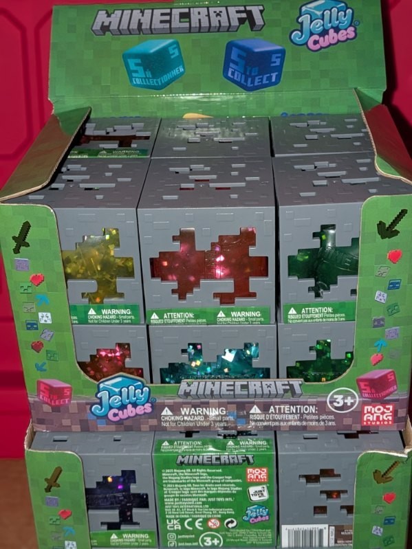 Lot of 23 Minecraft Jelly Cubes with Display Boxes