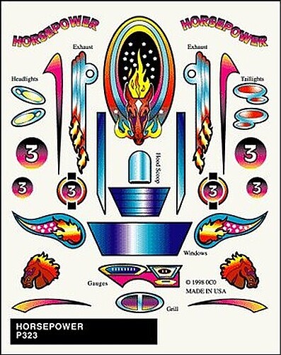 Pine-Car Pinewood Derby Horsepower Stick-On Decal – Pinewood Derby Decal and