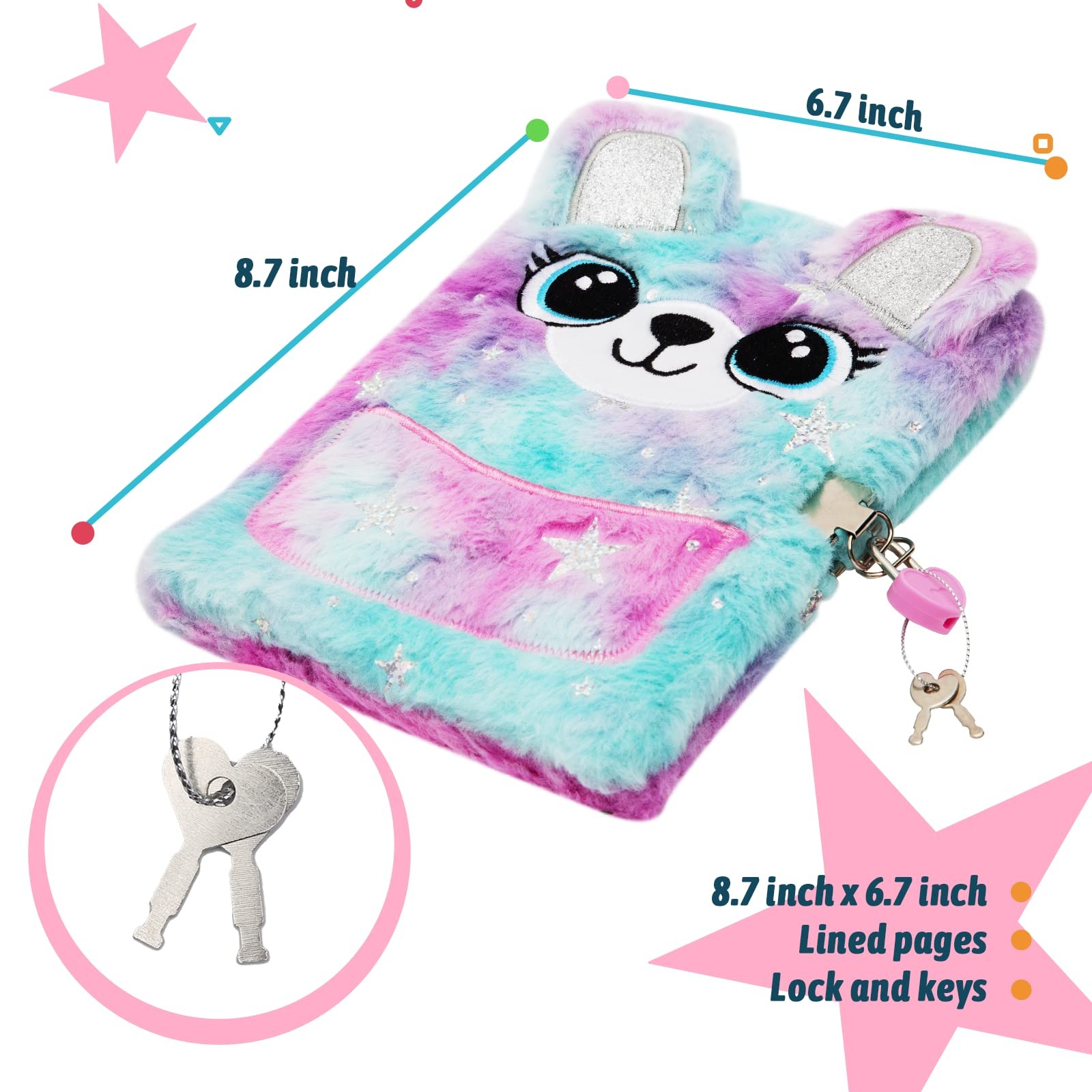 SuperStyle Journal Diary, Gift for 6 7 8 Years Old Girls, Bear Notebook