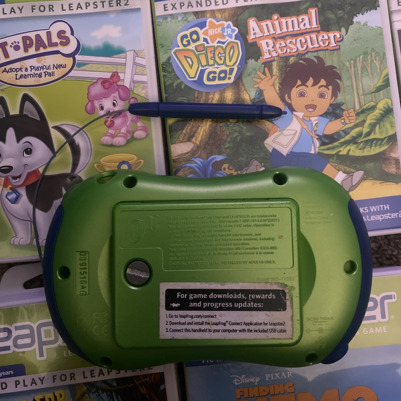 Leap Frog Leapster 2 Handheld Game, With 9 Games, Pre-Owned No Power Cord Works