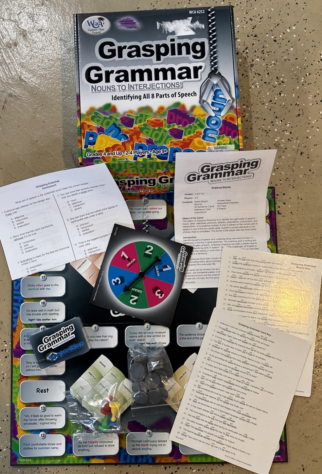 Grasping Grammar Nouns to Interjections! Learning Advantage Board Game