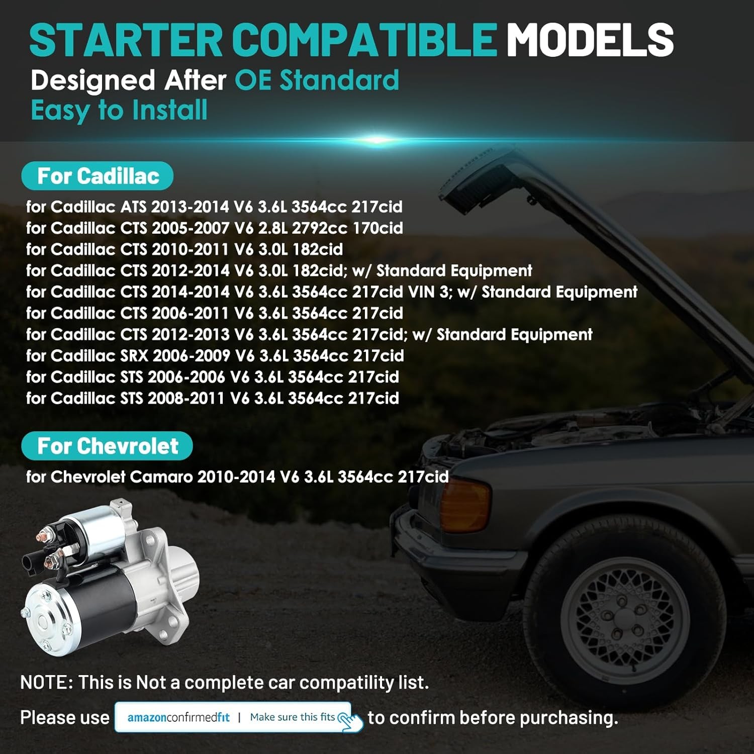 17996 Starter Motors Fit for Chevrolet Camaro 2010-2014, for Cadillac ATS 2013-2