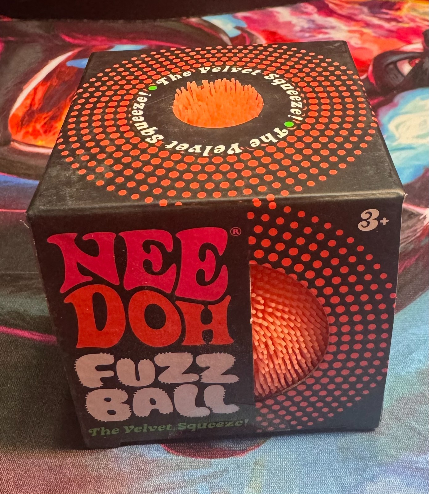 NeeDoh Super Fuzz Ball XL Velvet Squeeze Orange Fuzzball Squeeze Stress Ball NEW