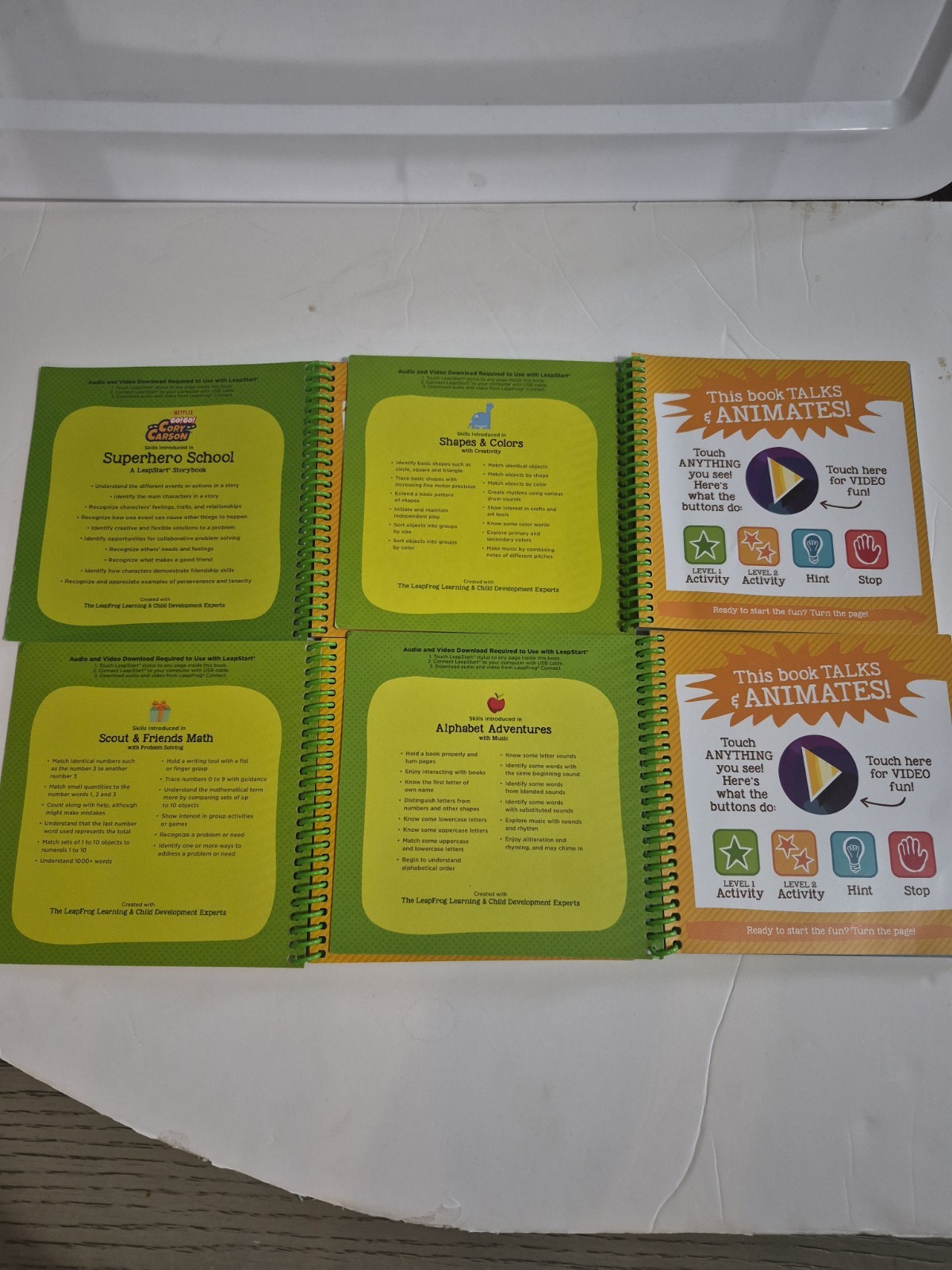 Leap Frog Leap Start SPIRAL Learning BOOKS Lot of 4 Level 1 Preschool
