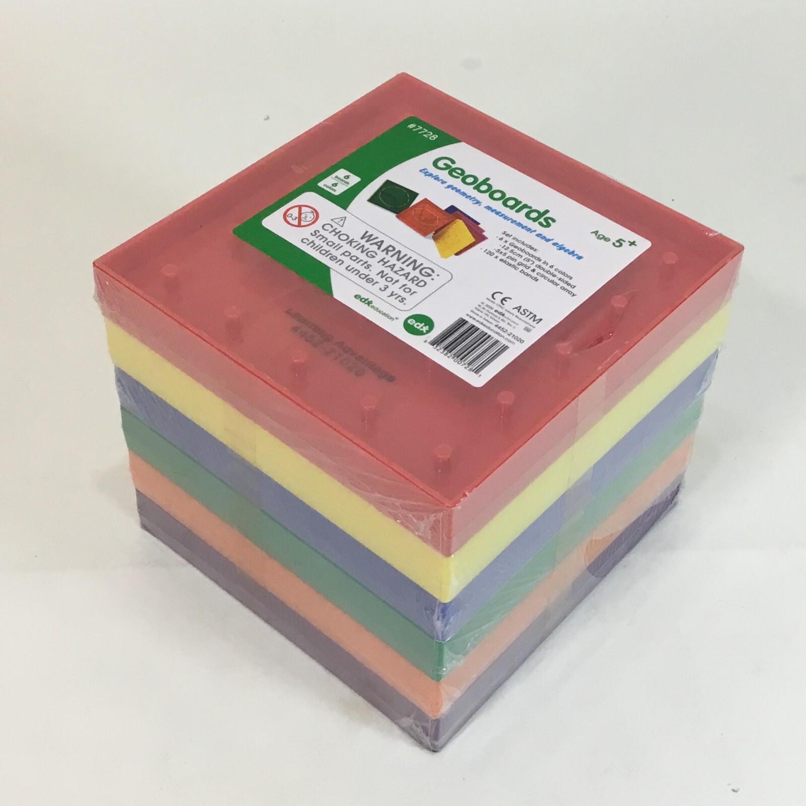 Geoboards Geometry Measurement Algebra Set of 6 Double Sided 6 Colors 120 Bands.