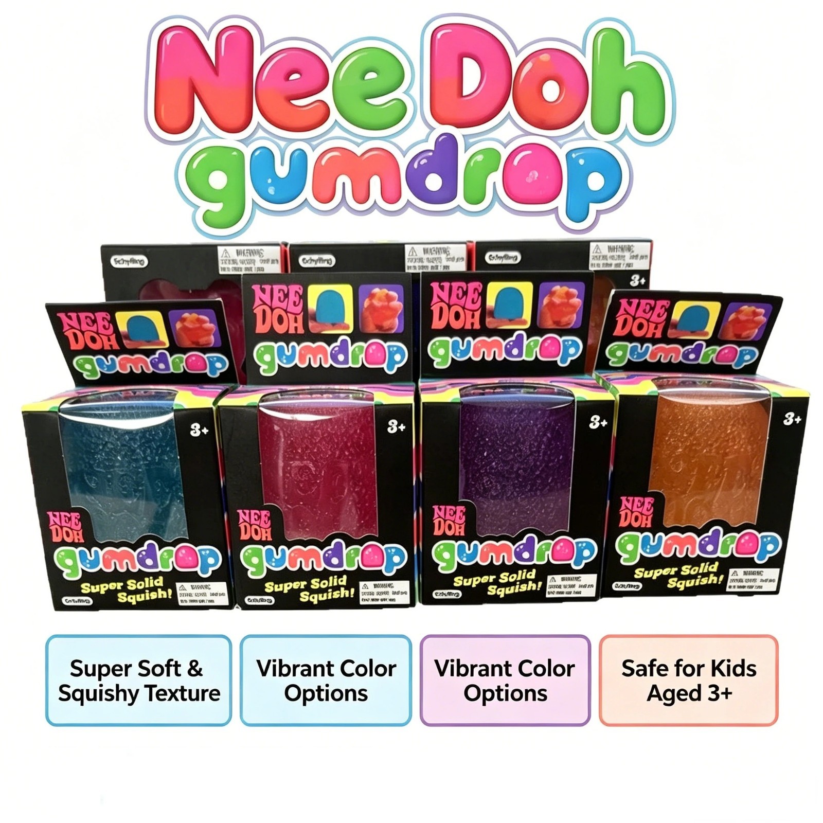 Authentic Nee Doh Gumdrop Super Solid Squish Needoh Gum Drop RARE