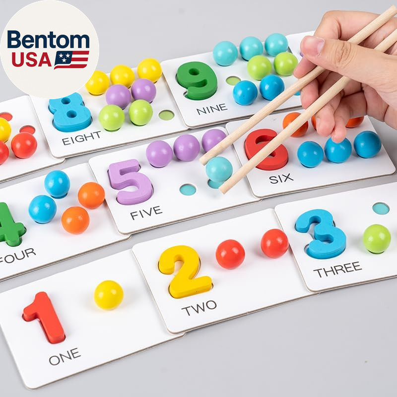 Fine Motor Toys，Wooden Peg Board Bead Game for Toddlers – Rainbow Stacking, Colo