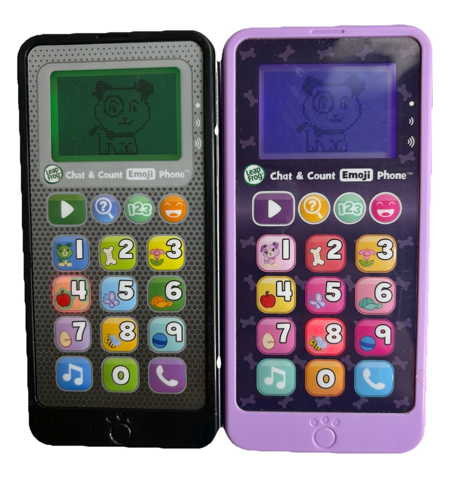 2X LeapFrog Chat & Count Emoji Phone Combo – Purple + Black – Tested Working