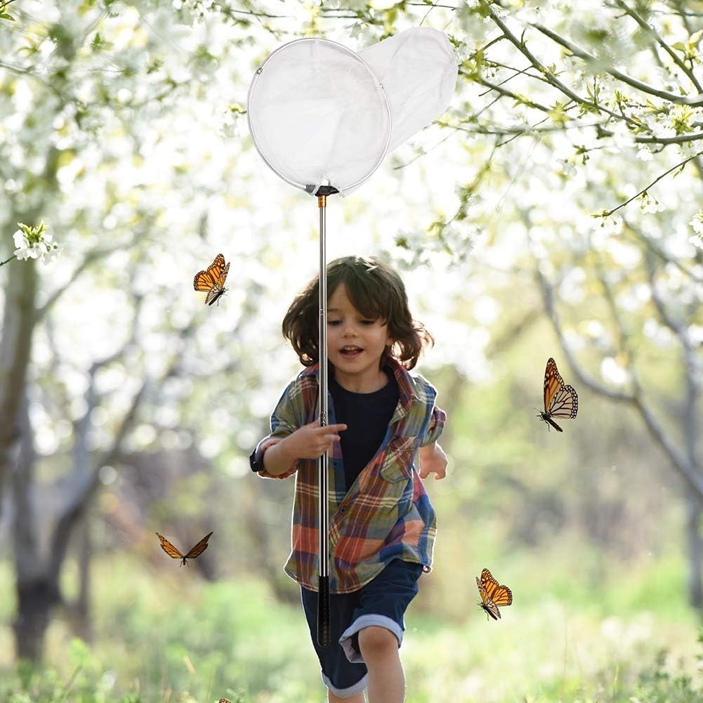 Durable Multi-Color Insect & Butterfly Net – 12″ Ring, 59″ Extendable Handle