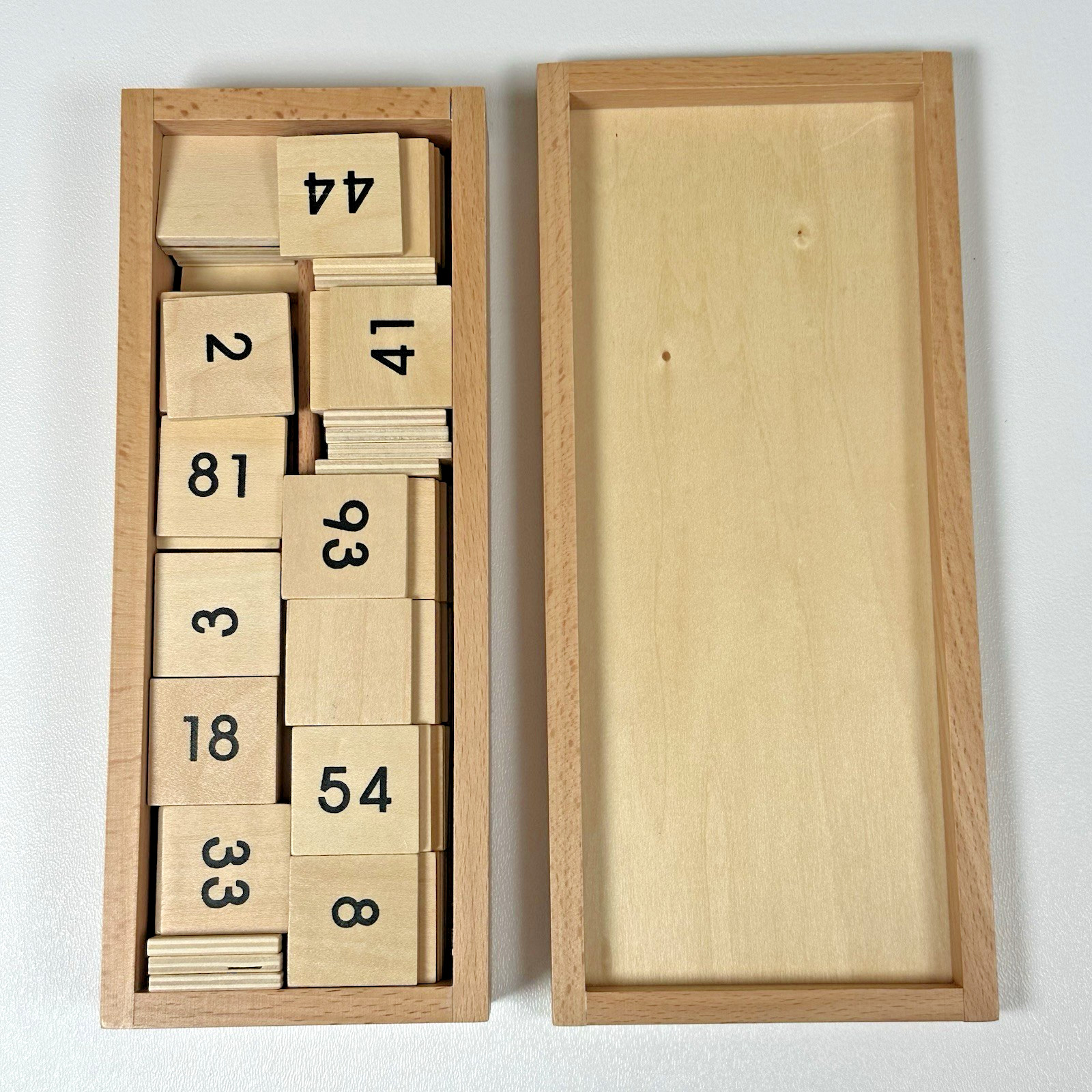 Montessori Style Math Set Wooden Number Tiles Counters Red Blue Rods