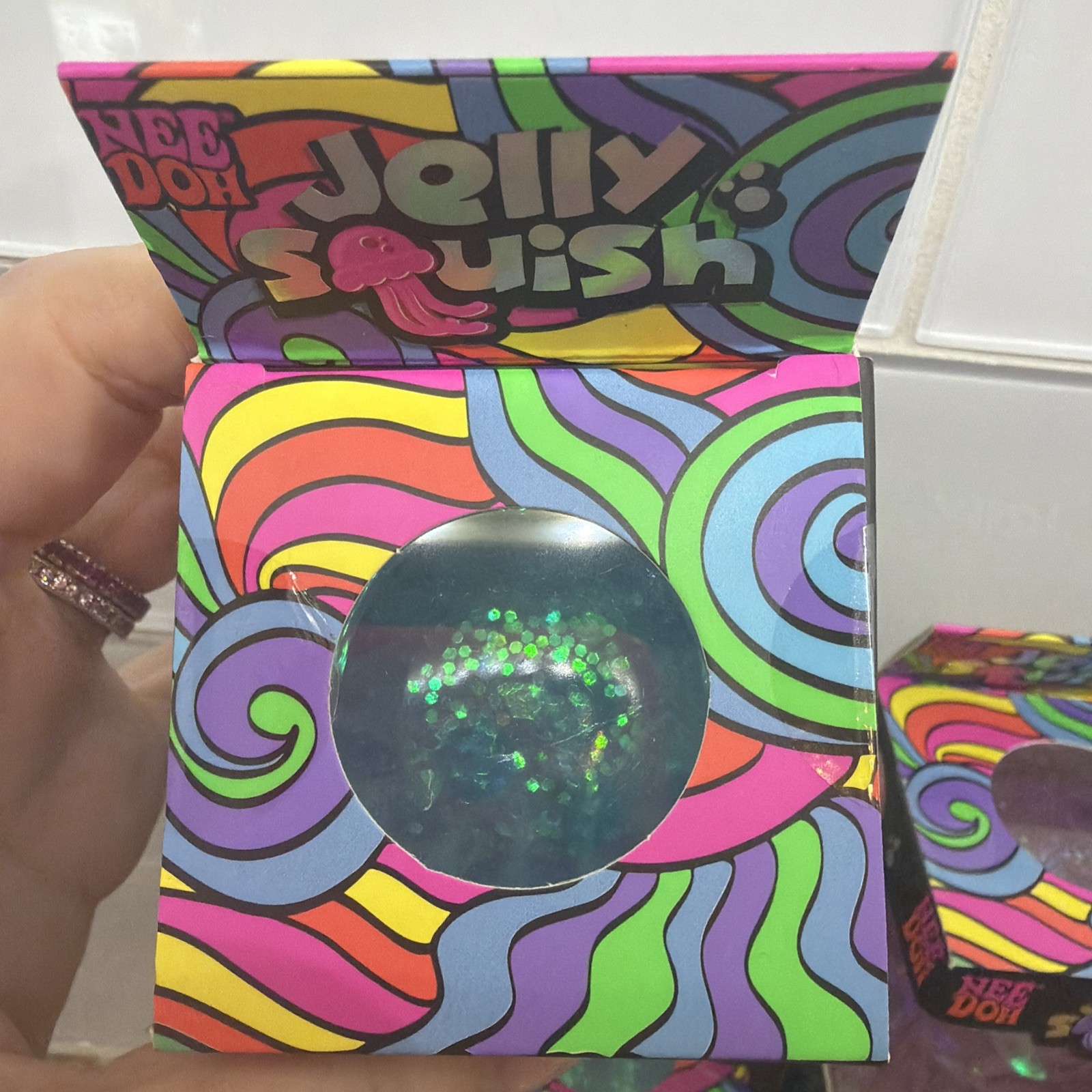 BLUE NeeDoh JELLY SQUISH Sparkle Jellyfish Stress Toy Squishy Squeeze NEE DOH