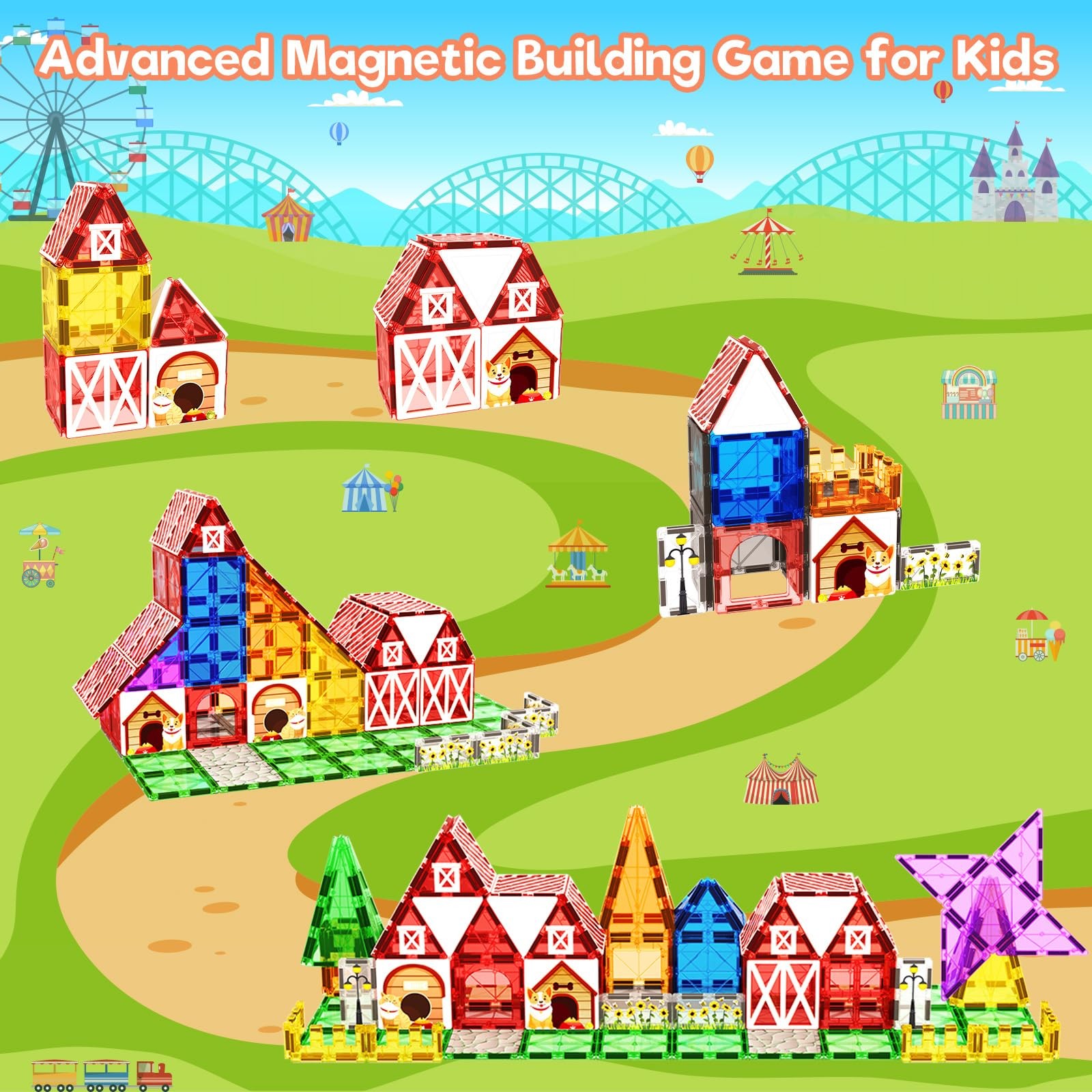 Magnetic Tiles Toddler Toys Garden Farm Animal Set, Magnetic Blocks Montessori S