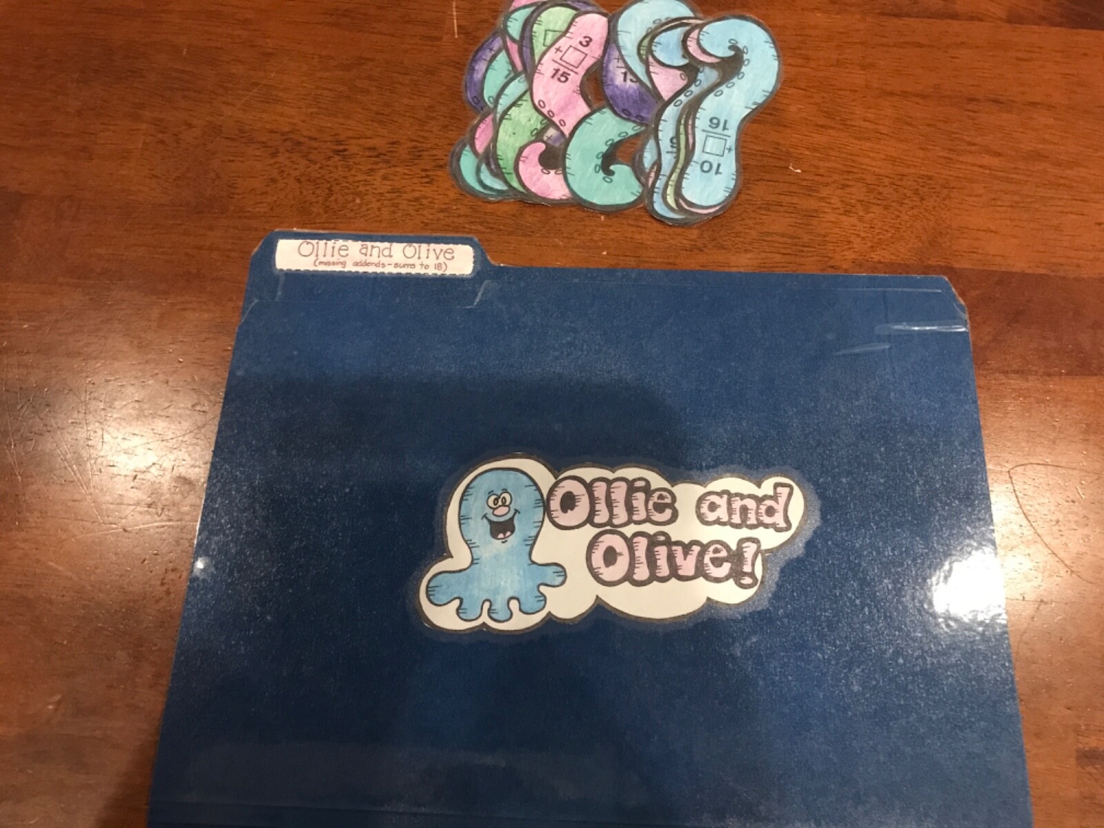 Ollie and Oliver? Missing addends 2nd grade loath file folder game
