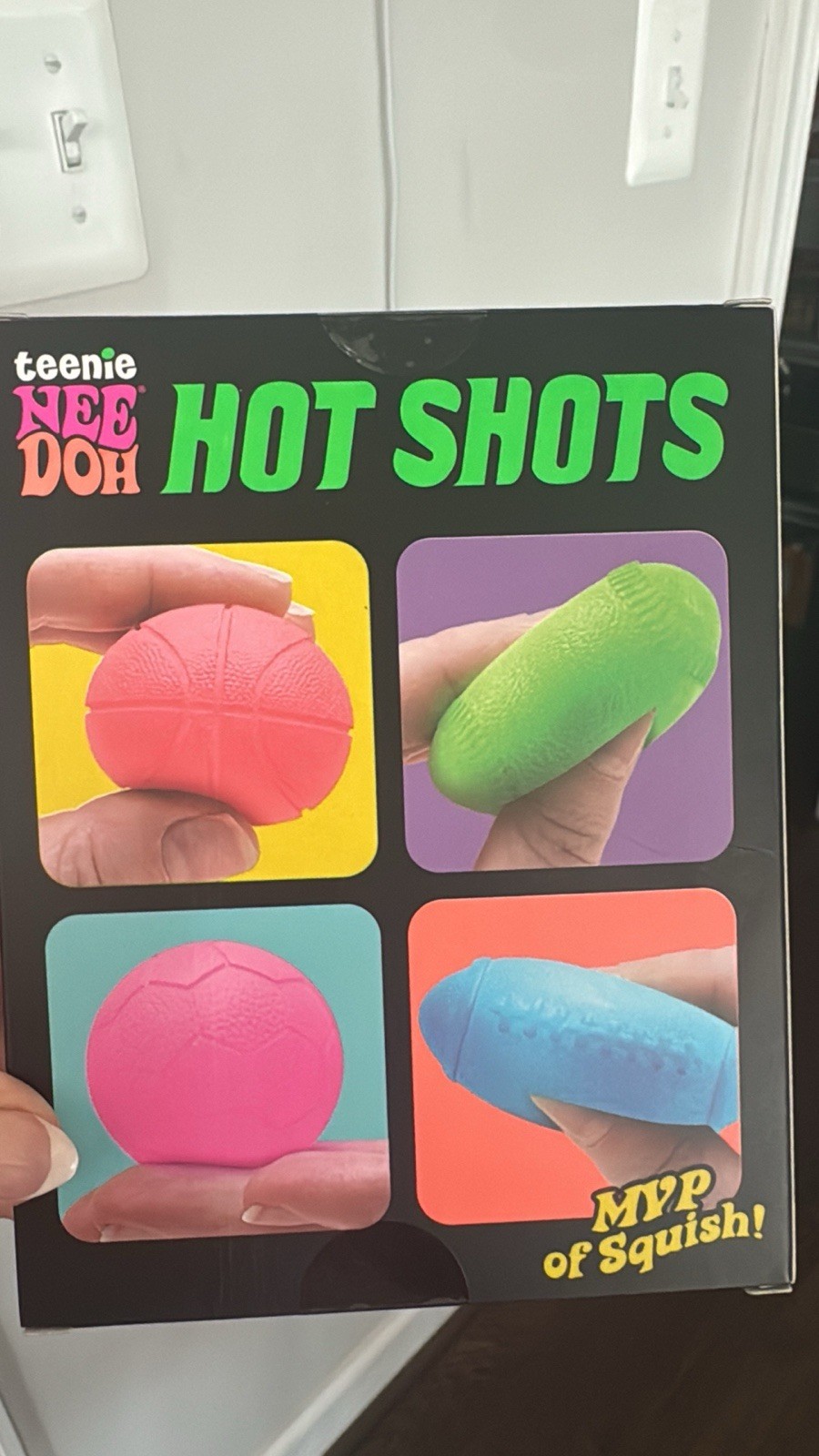 Nee Doh Teenie Hot Shots Tactile Squeeze Toys 4-Pack Pink Green Blue Orange